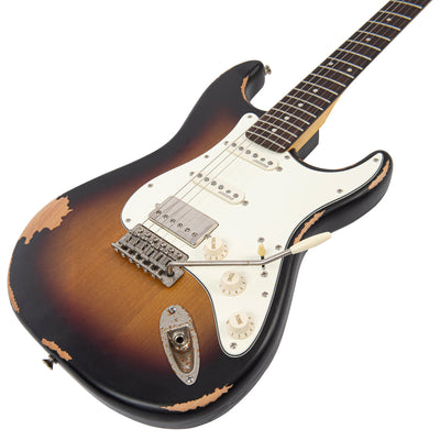 Vintage V6 Paul Rose Signature Electric Guitar ~ Distressed Sunset Sunburst - Fair Deal Music