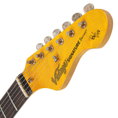 Vintage V6 Paul Rose Signature Electric Guitar ~ Distressed Sunset Sunburst - Fair Deal Music