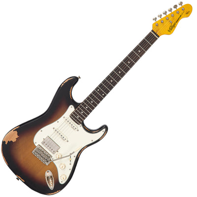 Vintage V6 Paul Rose Signature Electric Guitar ~ Distressed Sunset Sunburst - Fair Deal Music