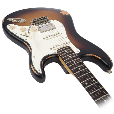Vintage V6 Paul Rose Signature Electric Guitar ~ Distressed Sunset Sunburst - Fair Deal Music