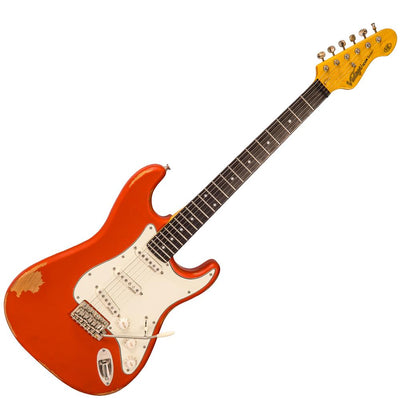 Vintage V6 ICON Electric Guitar ~ Distressed Firenza Red - Fair Deal Music