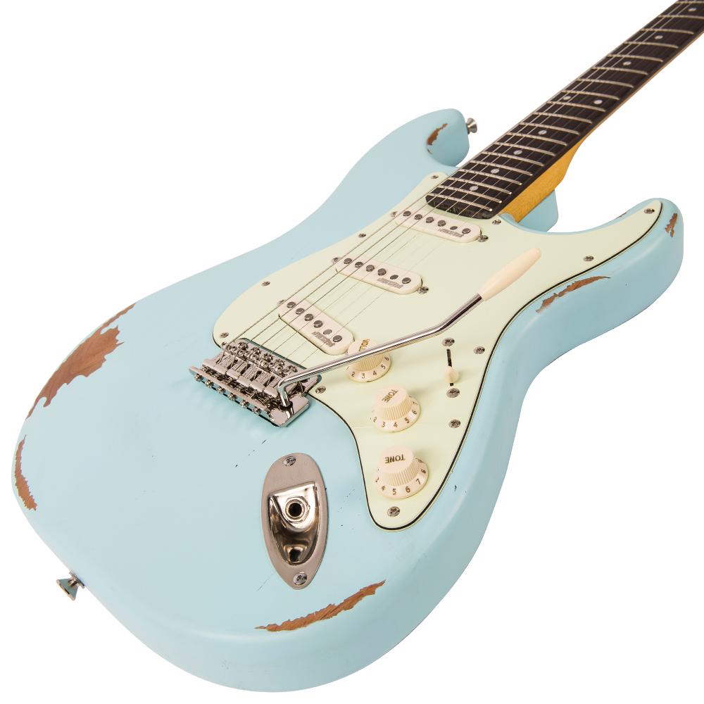 Vintage V6 ICON Electric Guitar ~ Distressed Laguna Blue - Fair Deal Music