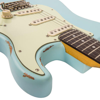 Vintage V6 ICON Electric Guitar ~ Distressed Laguna Blue - Fair Deal Music