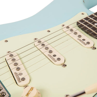 Vintage V6 ICON Electric Guitar ~ Distressed Laguna Blue - Fair Deal Music