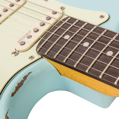 Vintage V6 ICON Electric Guitar ~ Distressed Laguna Blue - Fair Deal Music
