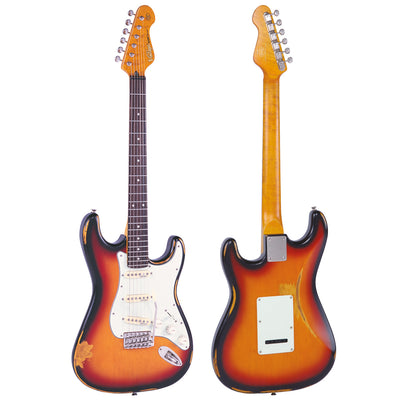 Vintage V6 ICON Electric Guitar ~ Distressed Sunburst - Fair Deal Music