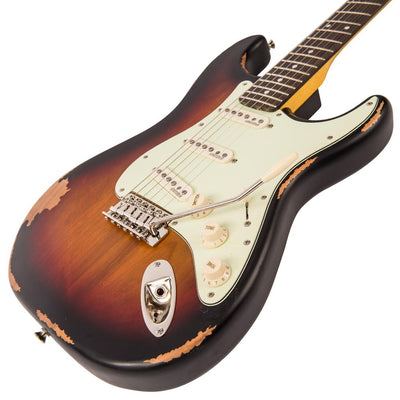 Vintage V6 ICON Electric Guitar ~ Distressed Sunburst - Fair Deal Music
