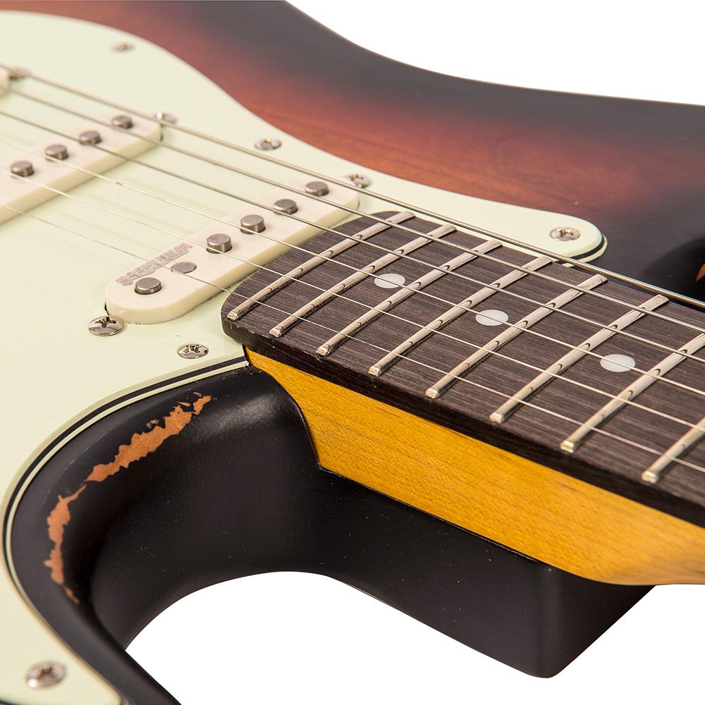 Vintage V6 ICON Electric Guitar ~ Distressed Sunburst - Fair Deal Music