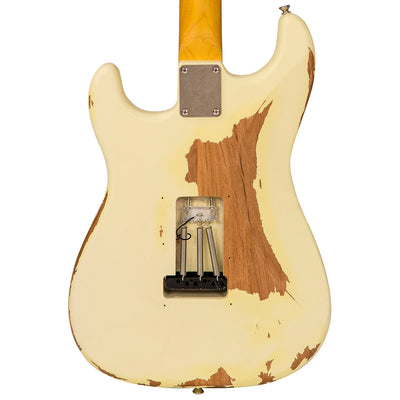 Vintage V6 Thomas Blug Signature Electric Guitar ~ Distressed Vintage White - Fair Deal Music