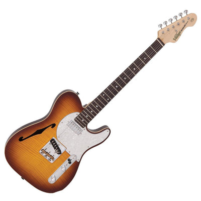 Vintage V72 ReIssued Custom Spec Electric Guitar ~ Flame Tobacco Burst - Fair Deal Music