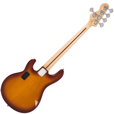 Vintage V96 ReIssued 5-String Active Bass ~ Flamed Tobacco Sunburst - Fair Deal Music