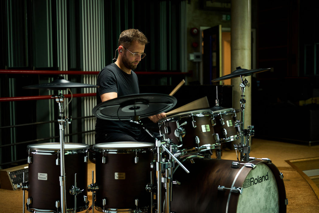 Roland VAD716 Flagship V-Drums Acoustic Design Electronic Drum Kit With V71 Sound Module - Satin Walnut - Fair Deal Music