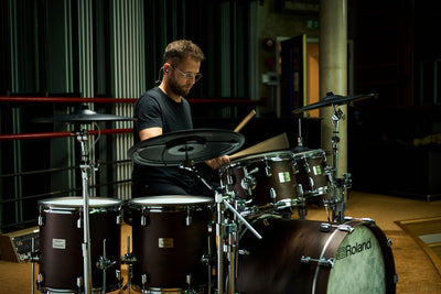 Roland VAD716 Flagship V-Drums Acoustic Design Electronic Drum Kit With V71 Sound Module - Satin Walnut and Free Natal Single Kick Pedal