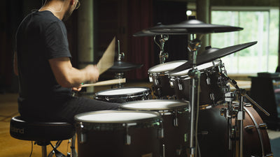 Roland VAD716 Flagship V-Drums Acoustic Design Electronic Drum Kit With V71 Sound Module - Satin Walnut and Free Natal Single Kick Pedal