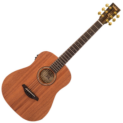 Vintage Mahogany Series 'Travel' Electro-Acoustic Guitar ~ Satin Mahogany - Fair Deal Music
