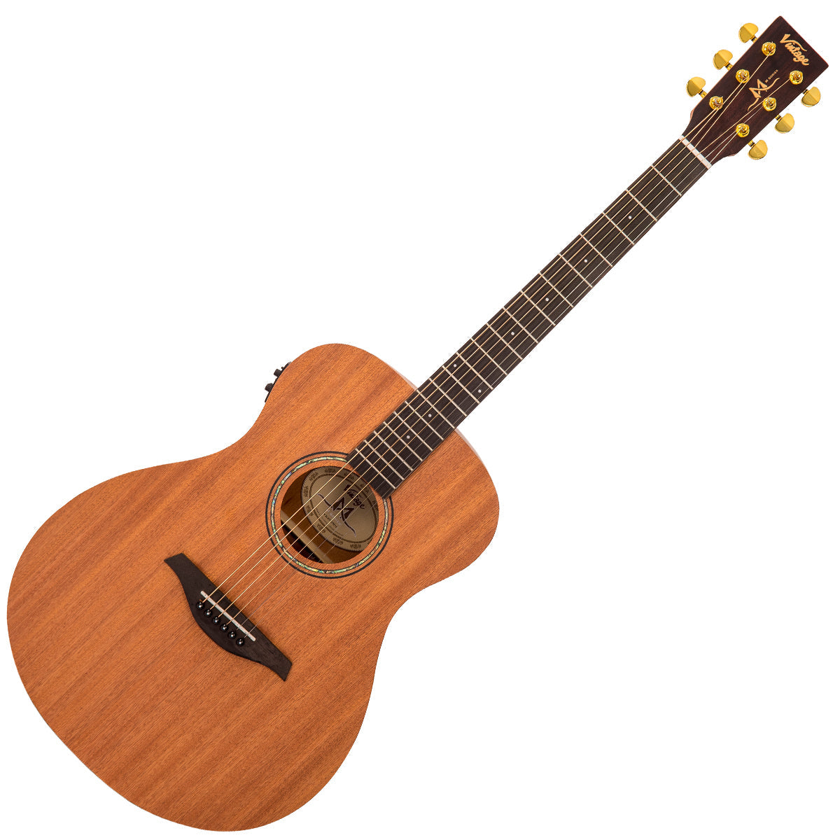 Vintage Mahogany Series 'Folk' Electro-Acoustic Guitar ~ Satin Mahogany - Fair Deal Music