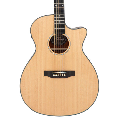 Vintage Stage Series 'Grand Auditorium' Cutaway Electro-Acoustic Guitar ~ Natural - Fair Deal Music