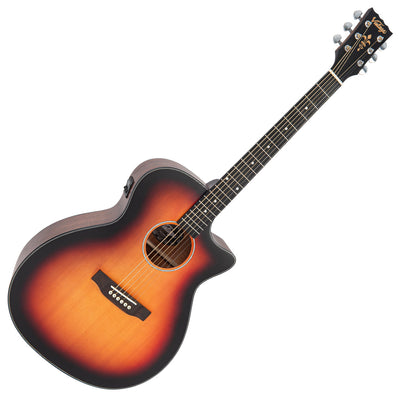Vintage Stage Series 'Grand Auditorium' Cutaway Electro-Acoustic Guitar ~ Sunburst - Fair Deal Music