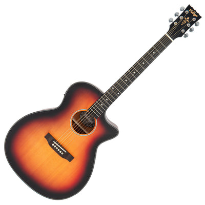 Vintage Stage Series 'Grand Auditorium' Cutaway Electro-Acoustic Guitar ~ Sunburst - Fair Deal Music