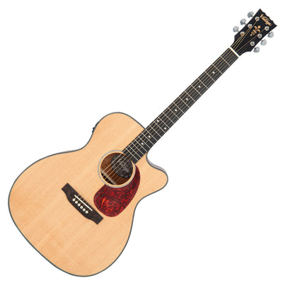 Vintage Stage Series 'Folk' Cutaway Electro-Acoustic Guitar ~ Natural - Fair Deal Music