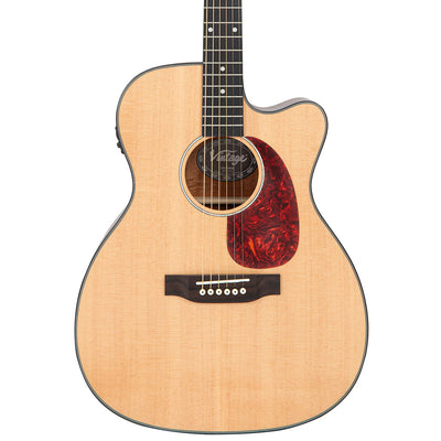 Vintage Stage Series 'Folk' Cutaway Electro-Acoustic Guitar ~ Natural - Fair Deal Music