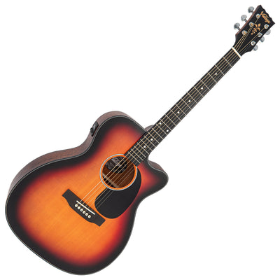 Vintage Stage Series 'Folk' Cutaway Electro-Acoustic Guitar ~ Sunburst - Fair Deal Music