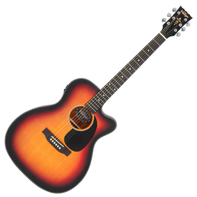Vintage Stage Series 'Folk' Cutaway Electro-Acoustic Guitar ~ Sunburst - Fair Deal Music