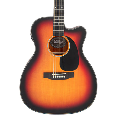 Vintage Stage Series 'Folk' Cutaway Electro-Acoustic Guitar ~ Sunburst - Fair Deal Music