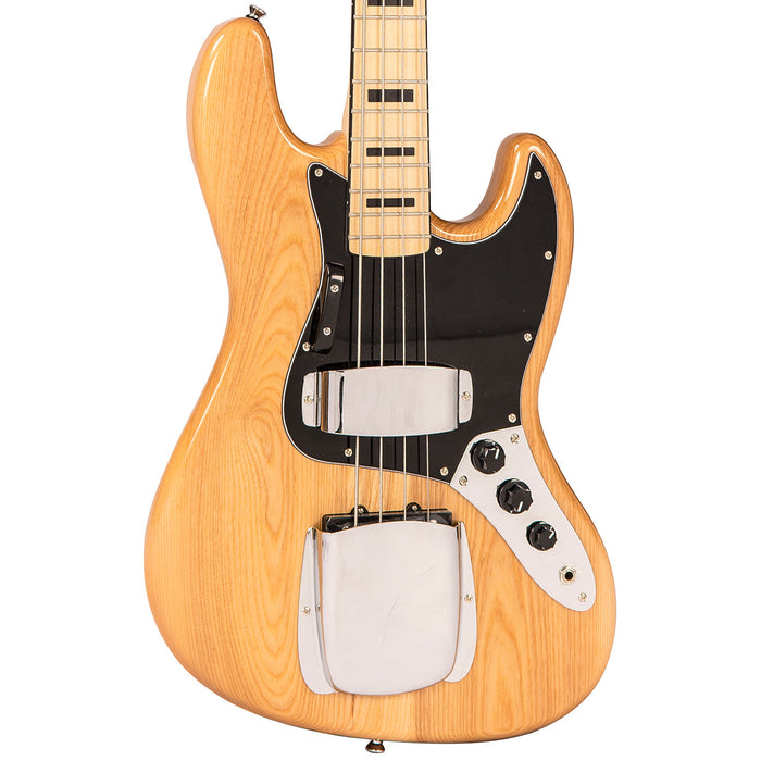 Vintage VJ74 ReIssued Maple Fingerboard Bass ~ Natural Ash - Fair Deal Music