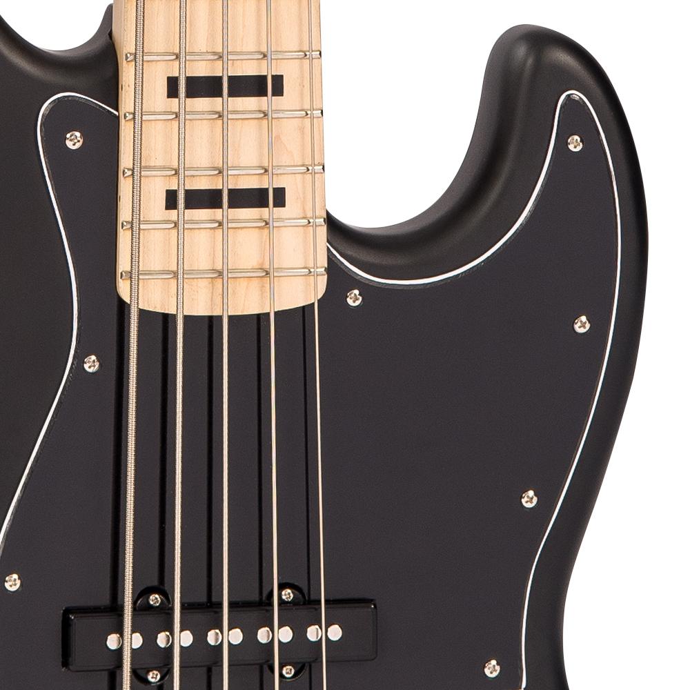 Vintage VJ75 ReIssued Maple Fingerboard Bass Guitar ~ 5-String ~ Black - Fair Deal Music