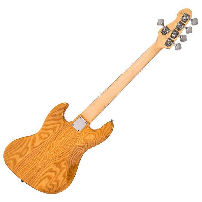 Vintage VJ75 ReIssued Maple Fingerboard Bass Guitar ~ 5-String - Natural Ash - Fair Deal Music
