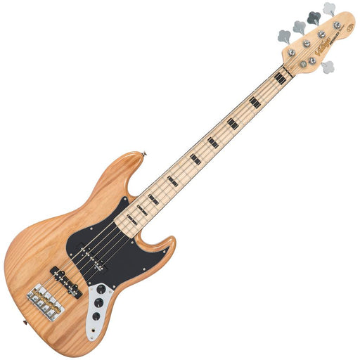 Vintage VJ75 ReIssued Maple Fingerboard Bass Guitar ~ 5-String - Natural Ash - Fair Deal Music