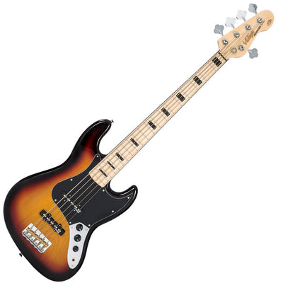 Vintage VJ75 ReIssued Maple Fingerboard Bass Guitar ~ 5-String ~ Sunburst - Fair Deal Music