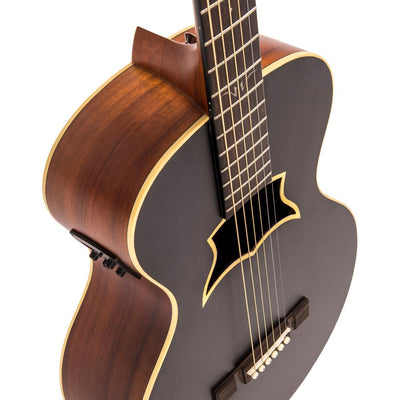 Vintage 'Raven' Paul Brett Electro-Acoustic Guitar ~ Satin Black - Fair Deal Music