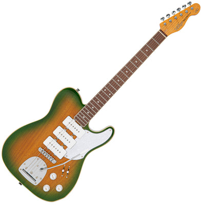 Vintage REVO Series Trio Electric Guitar ~ Green/Yellow Burst - Fair Deal Music