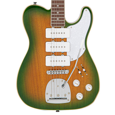 Vintage REVO Series Trio Electric Guitar ~ Green/Yellow Burst - Fair Deal Music