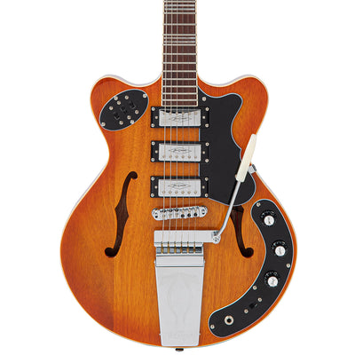 Vintage REVO Series 'Superthin' Electric Guitar ~ Amberburst - Fair Deal Music