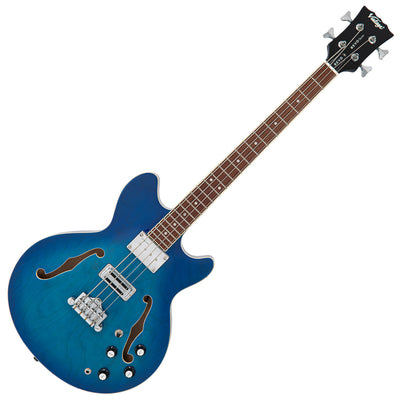 Vintage REVO Series 'Supreme' Semi Acoustic Bass ~ Blueburst - Fair Deal Music