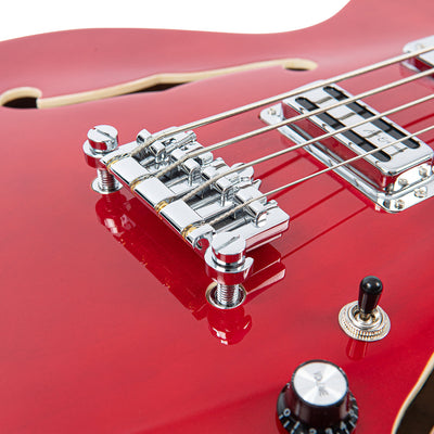 Vintage REVO Series 'Supreme' Semi Acoustic Bass ~ Cherry Red - Fair Deal Music