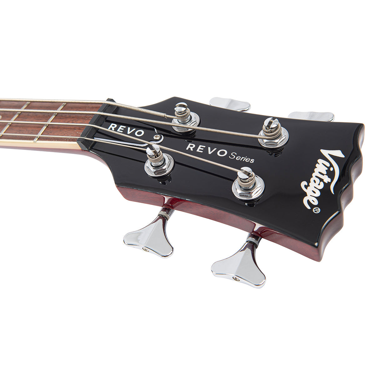 Vintage REVO Series 'Supreme' Semi Acoustic Bass ~ Cherry Red - Fair Deal Music