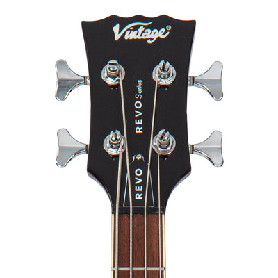 Vintage REVO Series 'Supreme' Semi Acoustic Bass ~ Cherry Red - Fair Deal Music