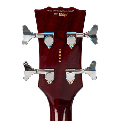 Vintage REVO Series 'Supreme' Semi Acoustic Bass ~ Cherry Red - Fair Deal Music