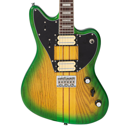 Vintage REVO Series 'Integra' Guitar ~ Green/Yellow Burst