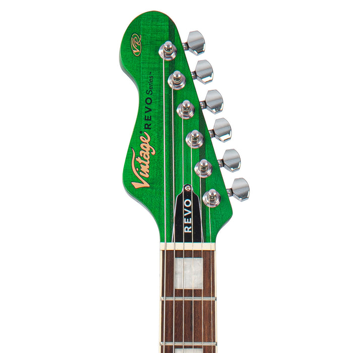 Vintage REVO Series 'Integra' Guitar ~ Green/Yellow Burst - Fair Deal Music