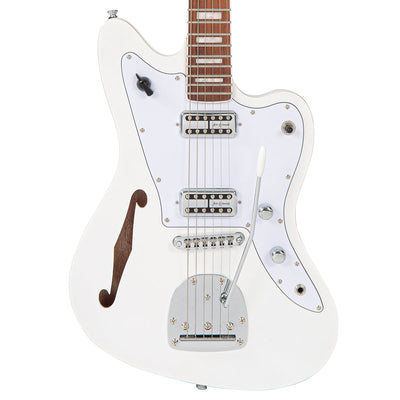 Vintage REVO Series 'Surfmaster Thinline' Twin Electric Guitar ~ Arctic White - Fair Deal Music