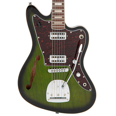 Vintage REVO Series 'Surfmaster Thinline' Twin Electric Guitar ~ Greenburst - Fair Deal Music