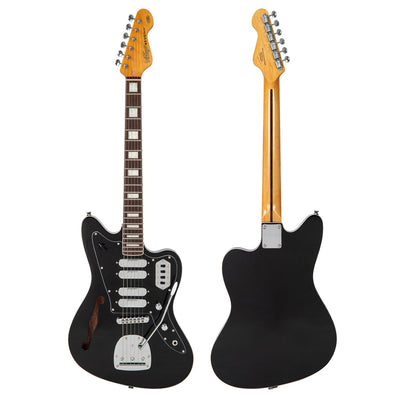 Vintage REVO Series 'Surfmaster Quad' Electric Guitar ~ Boulevard Black - Fair Deal Music