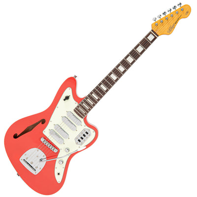 Vintage REVO Series 'Surfmaster Quad' Electric Guitar ~ Firenza Red - Fair Deal Music