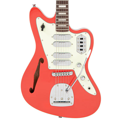 Vintage REVO Series 'Surfmaster Quad' Electric Guitar ~ Firenza Red - Fair Deal Music