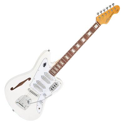 Vintage REVO Series 'Surfmaster Quad' Electric Guitar ~ Metallic White - Fair Deal Music